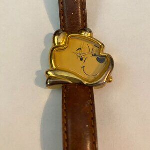 1990's Disney Winnie the Pooh Timex brand brown leather band Watch.